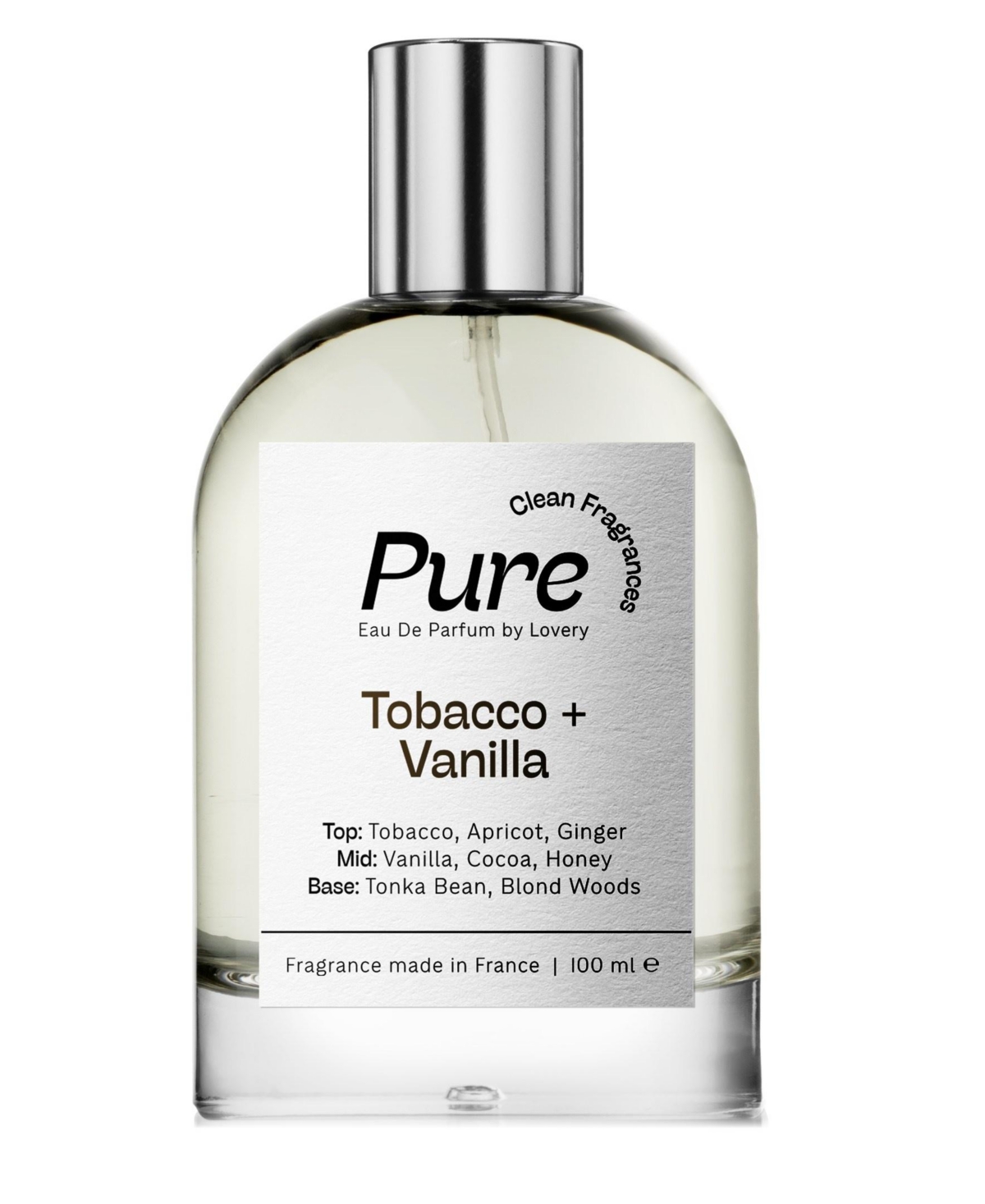 Lovery Pure Tobacco and Vanilla Eau de Parfum, Made in France, 3.4 oz