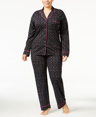 DKNY Plus Size Piping-Trimmed Pajama Set