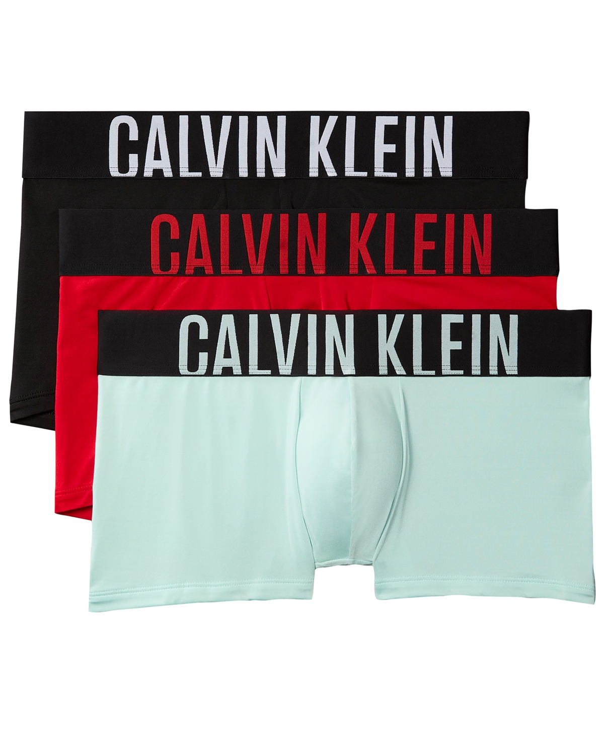 Calvin Klein Men's 3-Pack Intense Power Micro Low Rise Trunks - Black/goji berry/aqua blue
