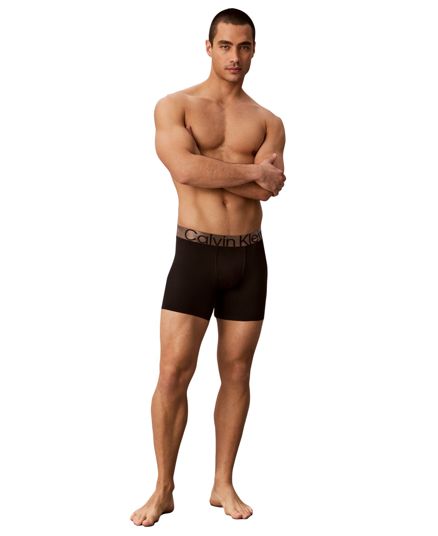 Мужские боксеры-брифы Calvin Klein из матовой микрофибры со стрейчем, Bronze, цвет: Чёрный — фото 3