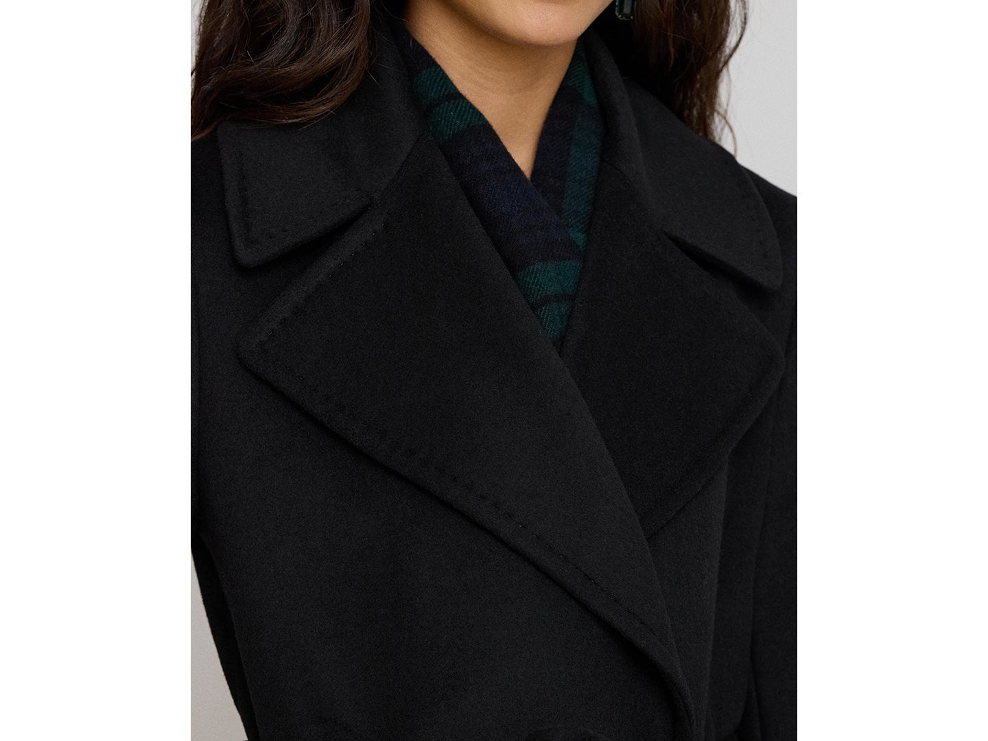 Женское пальто Lauren Ralph Lauren Wool-Blend Notch-Collar Belted Wrap, цвет: Чёрный — фото 4