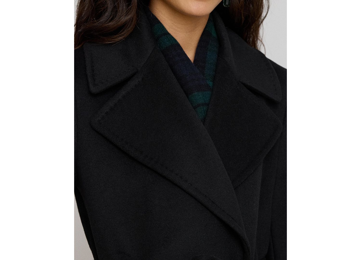 Women's Wool-Blend Notch-Collar Belted Wrap Coat