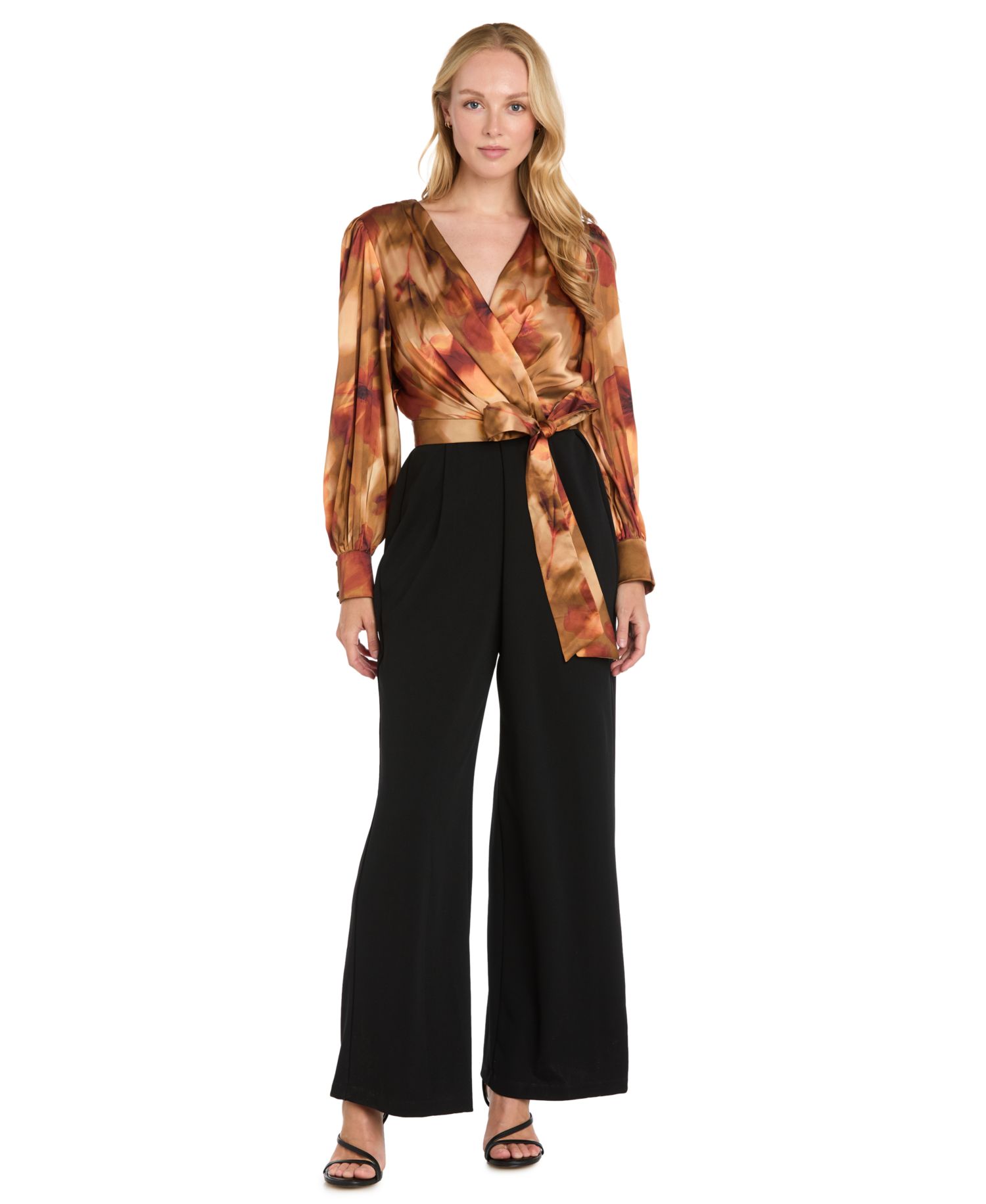Women's Sophia Christina Satin Surplice Wide-Leg Jumpsuit