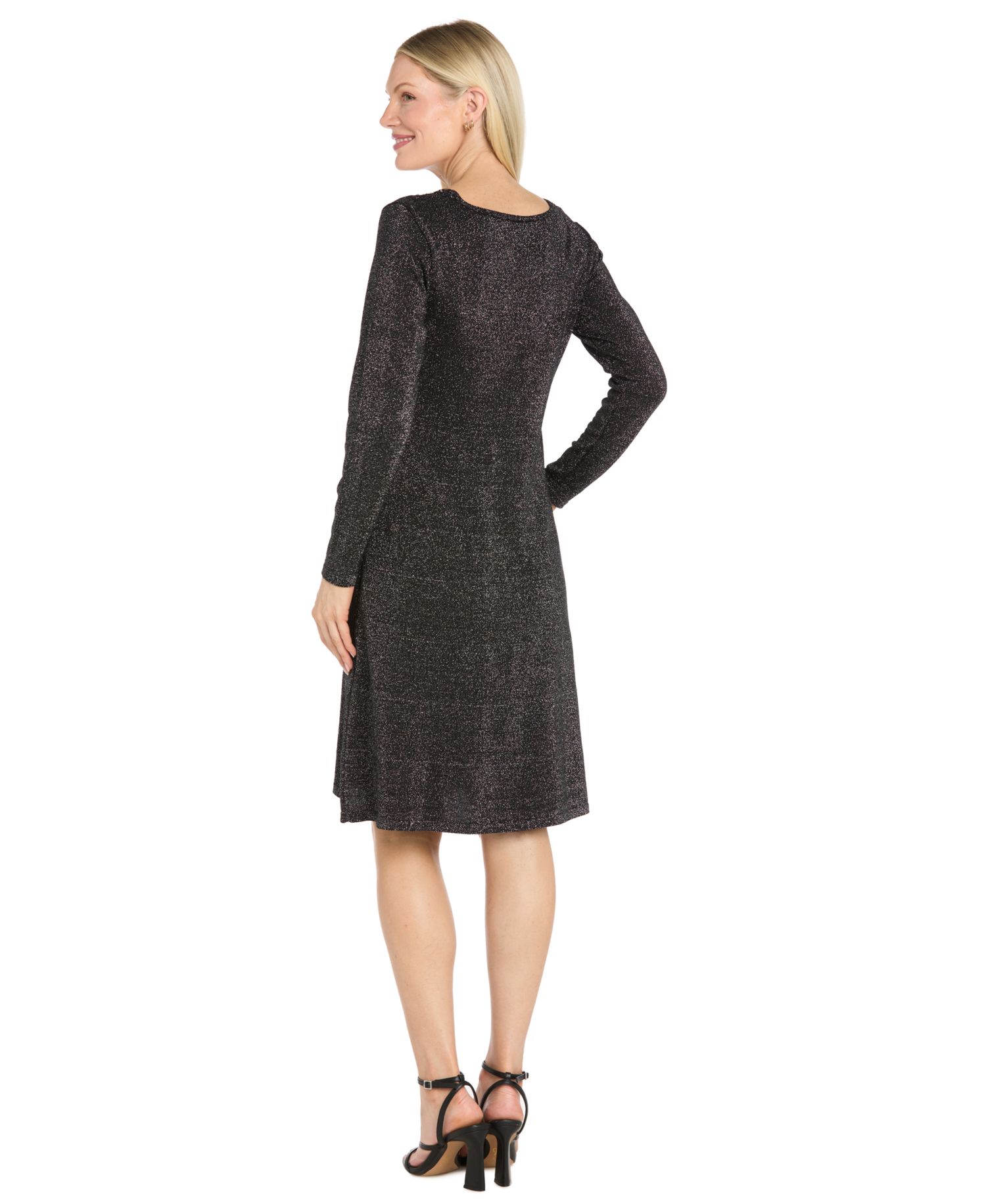 Women's Beaded Long-Sleeve Fit & Flare Dress