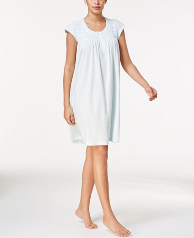 Miss Elaine Embroidery-Trimmed Smocked Nightgown