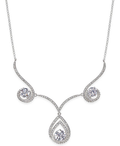 Danori Silver-Tone Pavé Crystal Swirl Necklace, Only at Macy's
