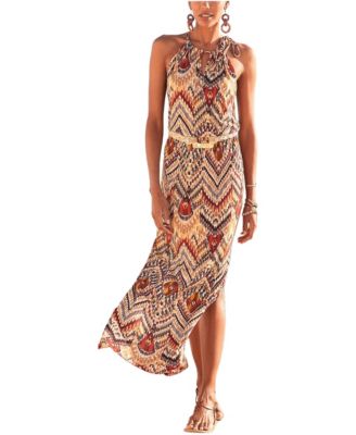 Women's Halter Print Maxi Dress