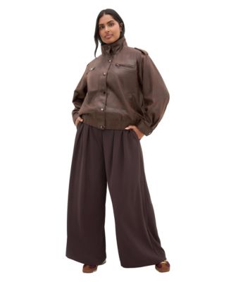 Plus Size Jorja Faux Suede Relaxed-Fit Bomber Jacket