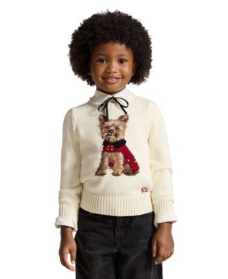Girls' 2T-6X Dog Cotton Sweater