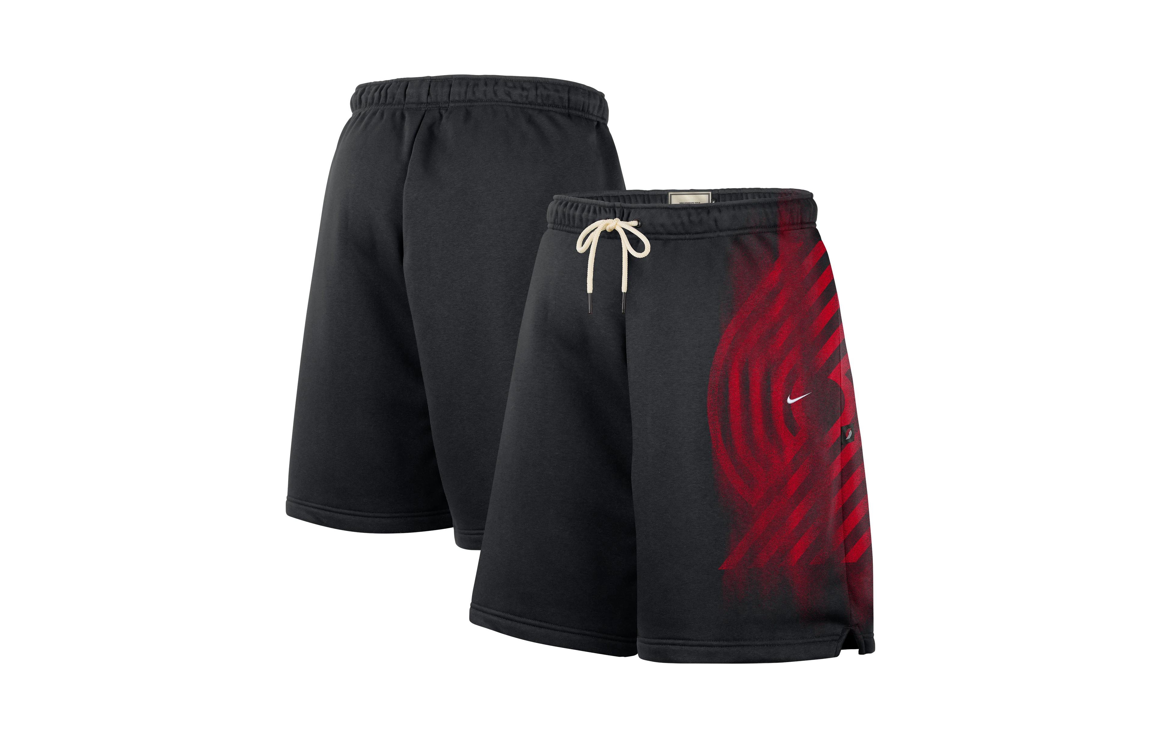 Nike Men's Black/ White Portland Trail Blazers Icon Practice Fleece Shorts