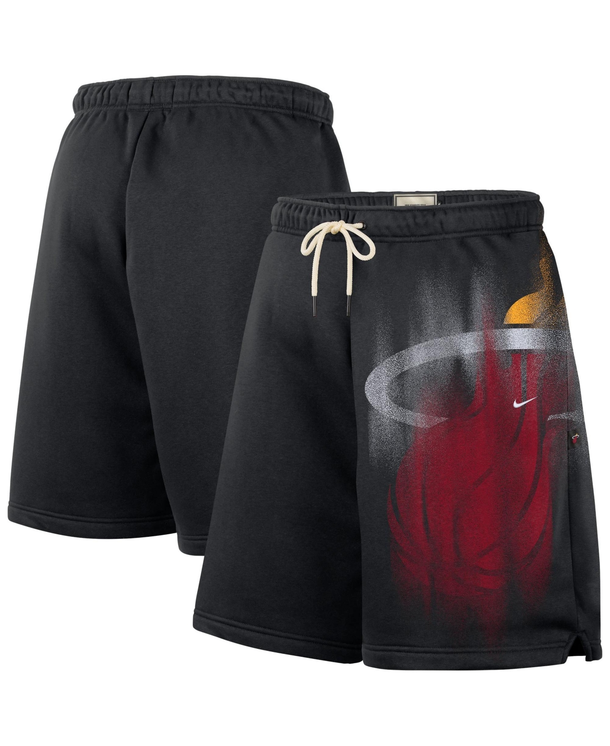 Nike Men's Black/ White Miami Heat Icon Practice Fleece Shorts