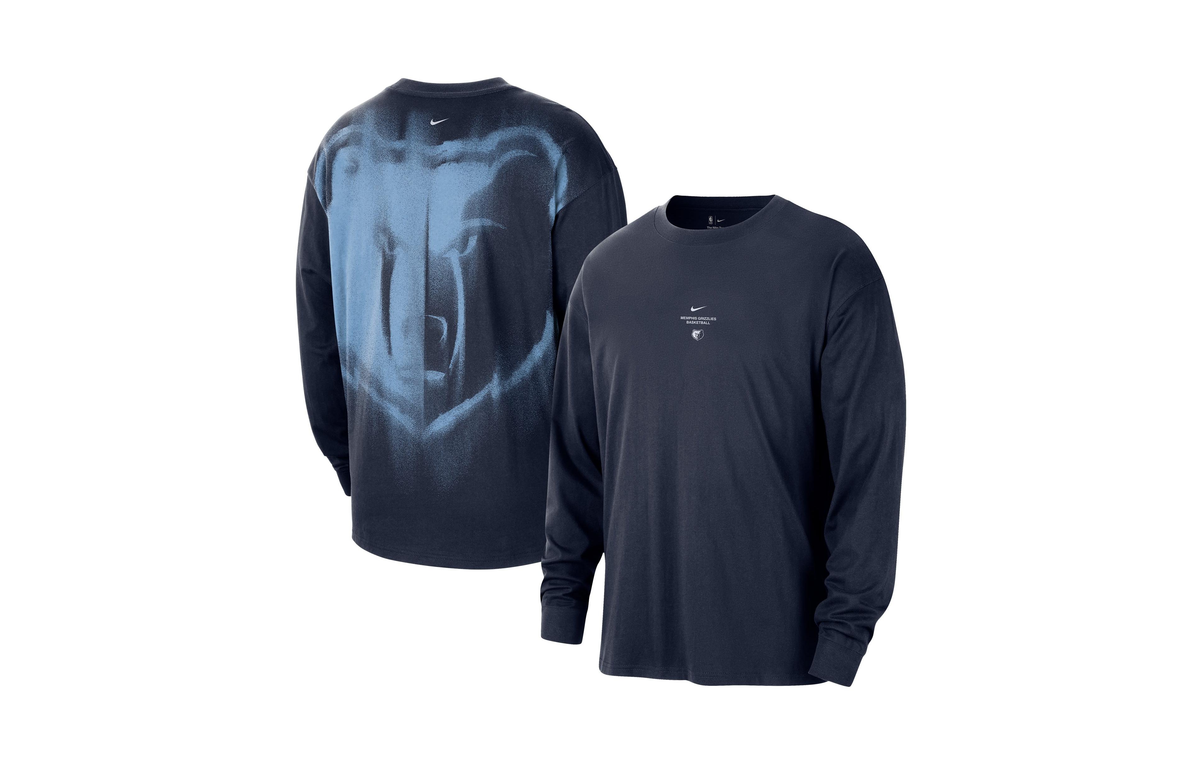 Nike Men's Navy Memphis Grizzlies Pregame Mesh Long Sleeve Performance T-Shirt