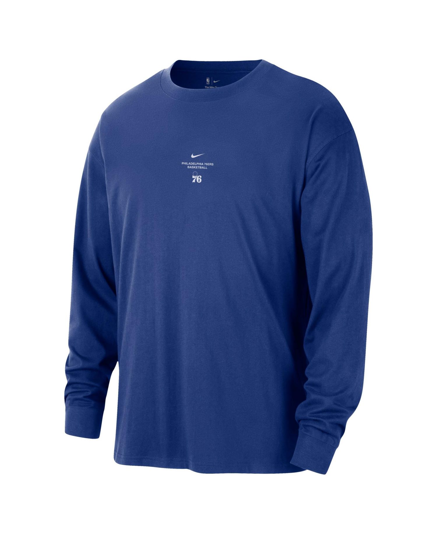 Men's Rush Blue Philadelphia 76ers 2026 Standard Issue Pre-Game Performance Long Sleeve T-Shirt