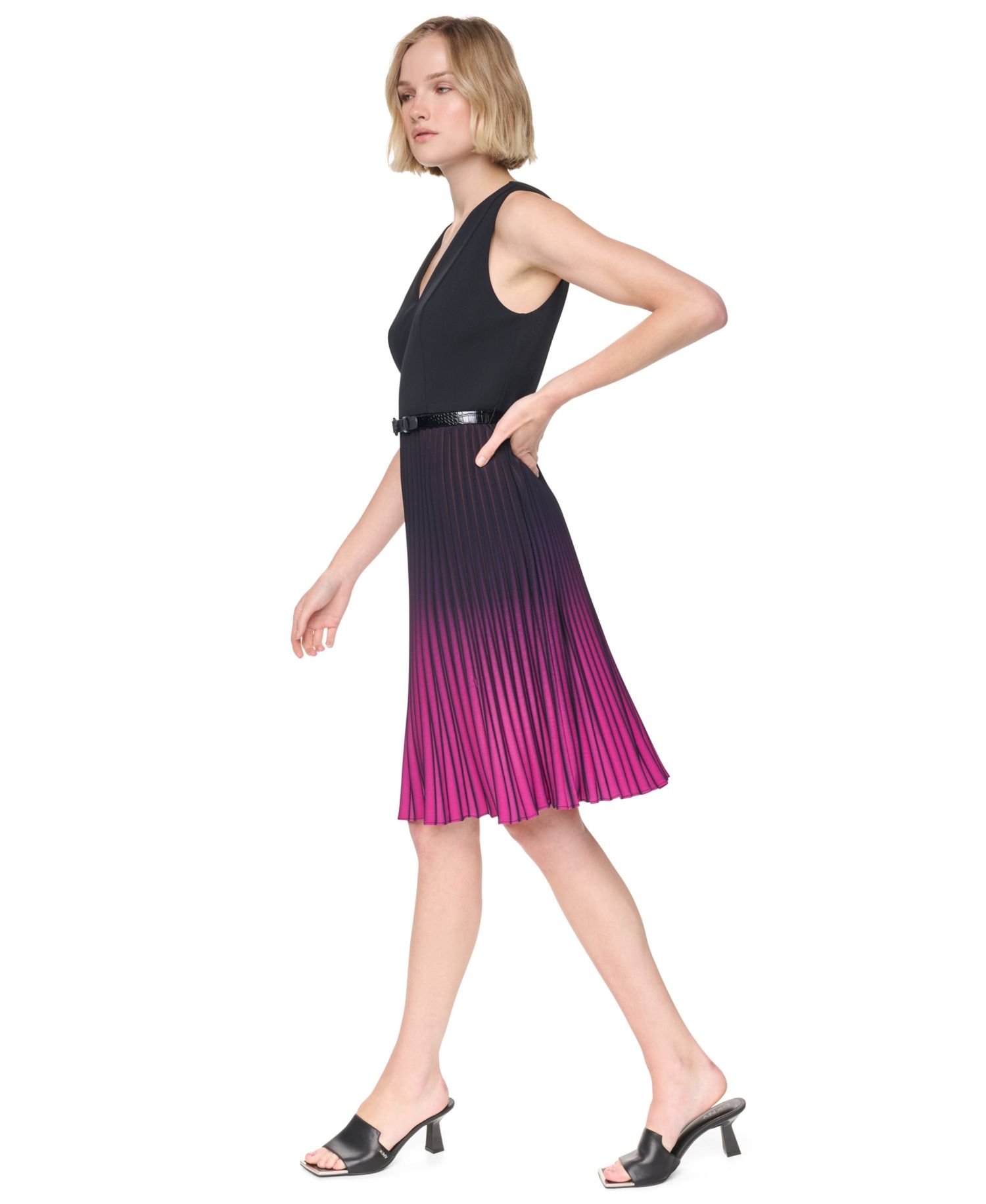 Petite Ombre V-Neck Cocktail Dress
