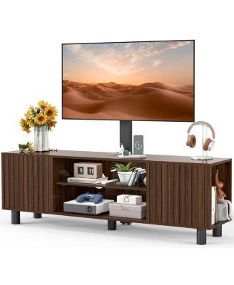 TV Stand with Swivel Mount and Power Outlet for 50/55/65" inches TV for Living Room, Height Adjustable