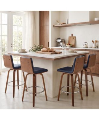 29" Swivel Bar Height Stools, L-Shaped Faux Leather Kitchen Stools