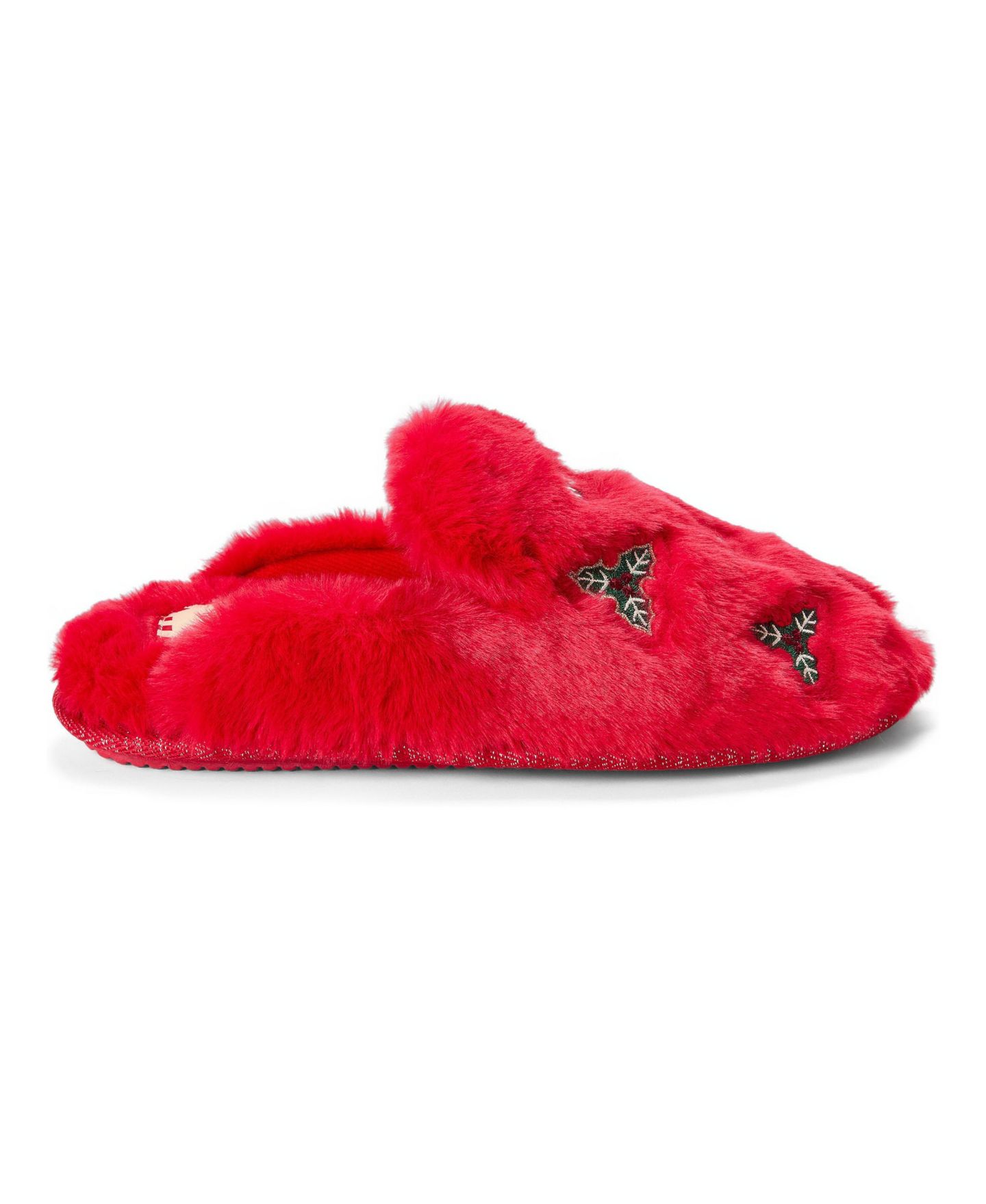 Женские тапочки Dearfoams Holiday Fur Shaped Tab Scuff Slippers, цвет: Cayenne — фото 2