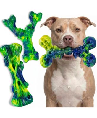 3 Pack Indestructible Dog Chew Toys For Aggressive Chewers Bacon Scented Bone Shaped For 30 100lb Dogs