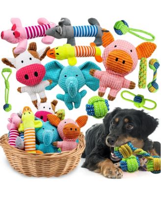 12 Pack Small Dog Teething Toys Interactive Squeaky Plush Rope Set