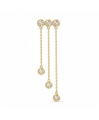Cubic Zirconia Gold-Tone Linear Chain Drop Earrings