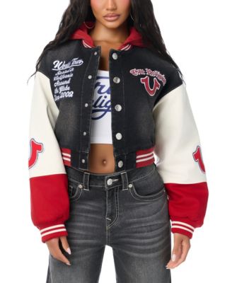 Women's Denim Hooded Bomber Jacket