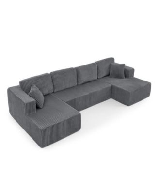 U Shape Modular Sectional Sofa,Compressed Sleeper Couch, Soft Terry Cloth Corduroy Sofa, Multi-Shapeable for Living Room Bedroom Apartment