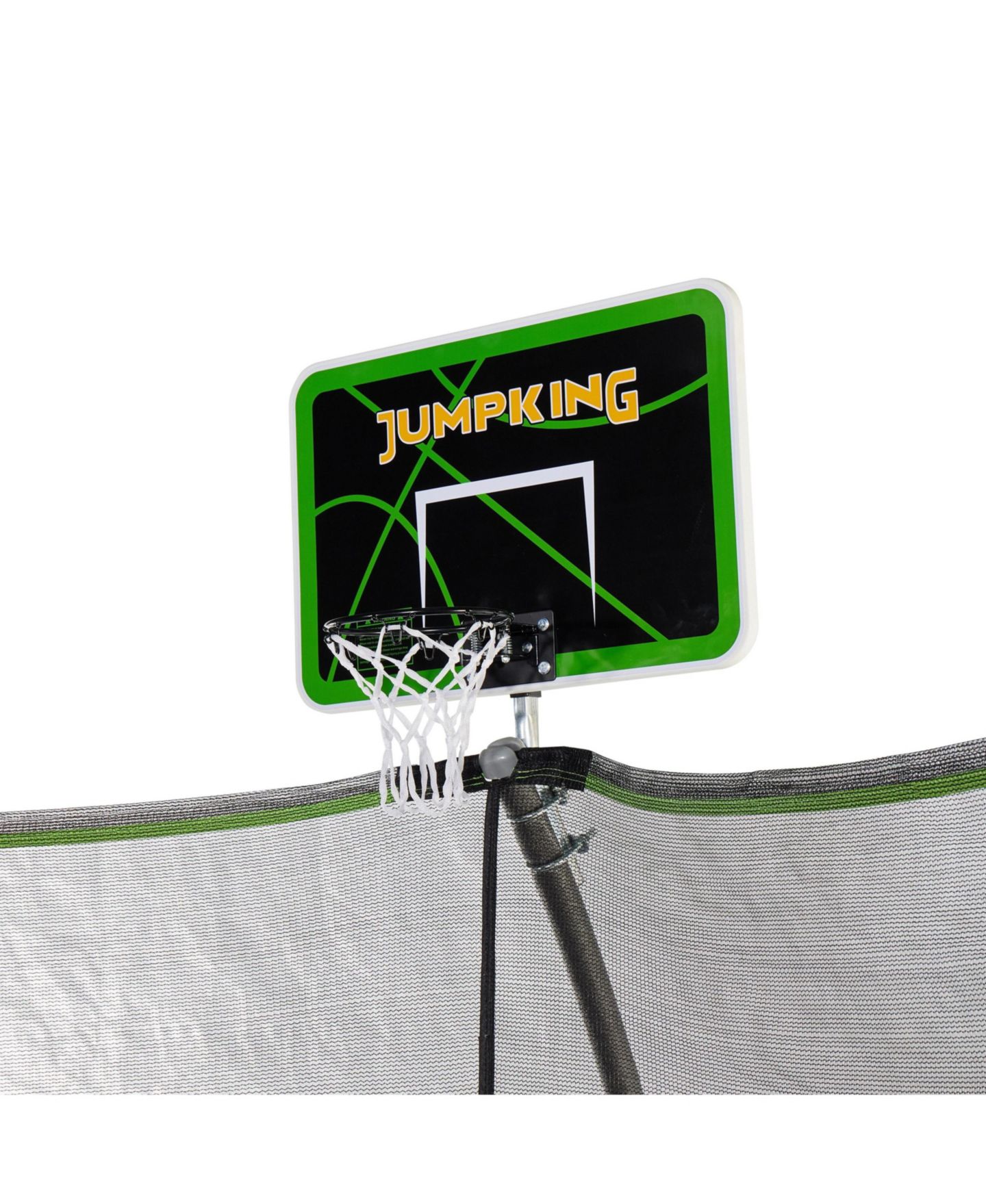 Детская игрушка JumpKing 15ft Heavy-Duty Trampoline with Basketball Hoop and Safety Enclosure, 800 lb Static Weight Capacity, Ages 6+, цвет: Чёрный / Лаймовый зелёный — фото 2