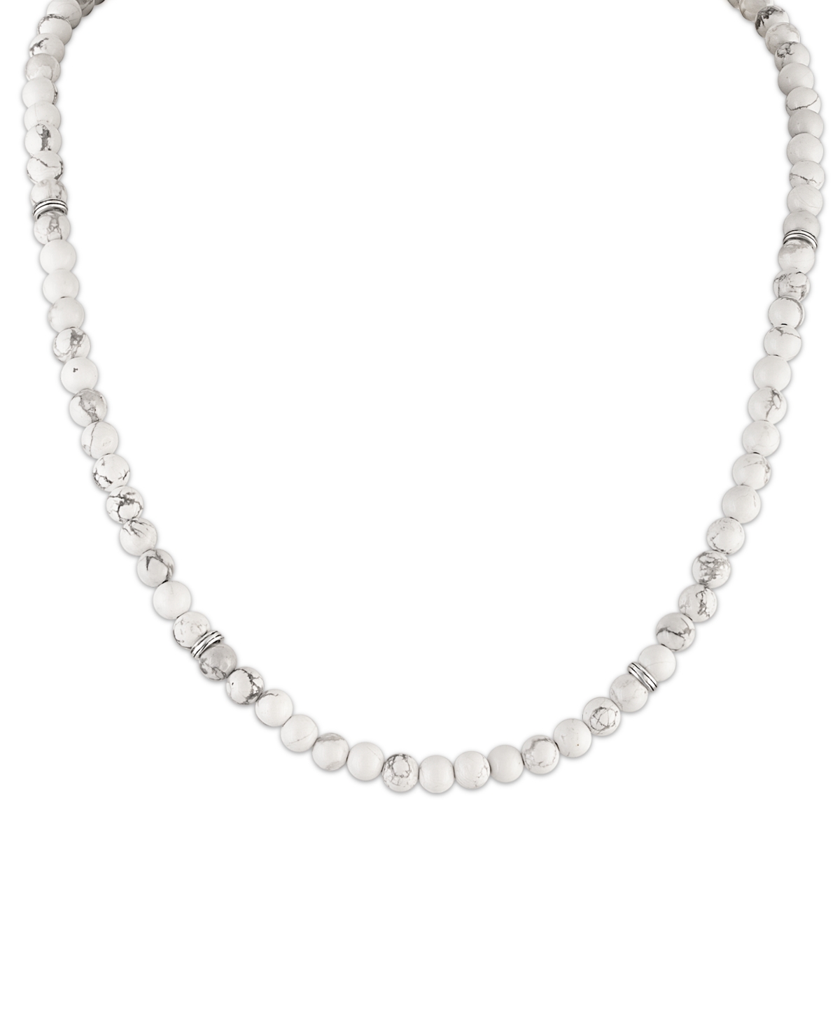 Esquire Men's Jewelry White Howlite Necklace (22") with Lobster Clasp in Sterling Silver with 18k Yellow Gold Plating