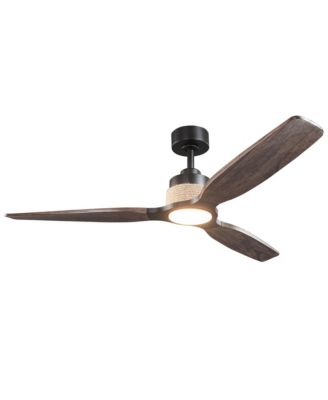 56 American Country Jute Solid Wood Ceiling Fan with 3CCT Light and Remote