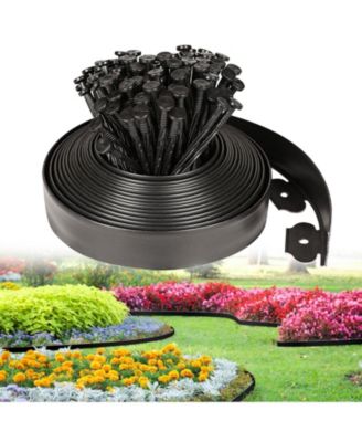 2IN Tall 33Ft Plastic Garden Edging Kit 45 Spikes Landscaping