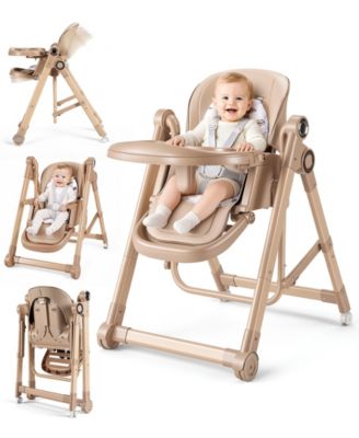 2-in-1 Convertible Foldable High Chair with 5-Point Harness