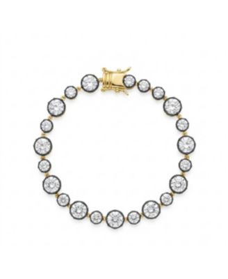 Cubic Zirconia (4 ct.) Two-Tone Georgian Style Black Rhodium Tennis Bracelet, 7"