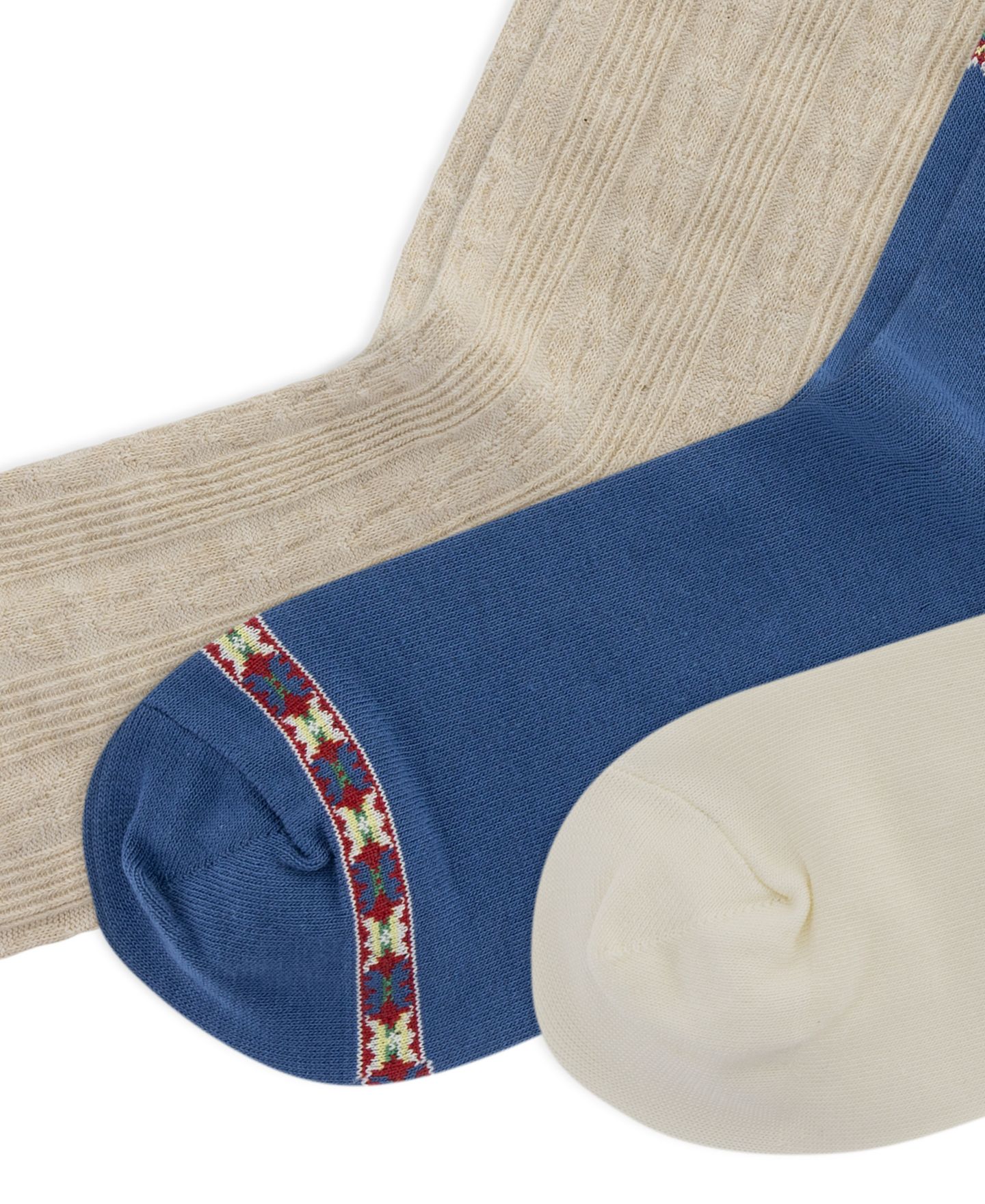 Женские носки Polo Ralph Lauren Polo Bear с косами, 3 пары, цвет: Слоновая кость — фото 2