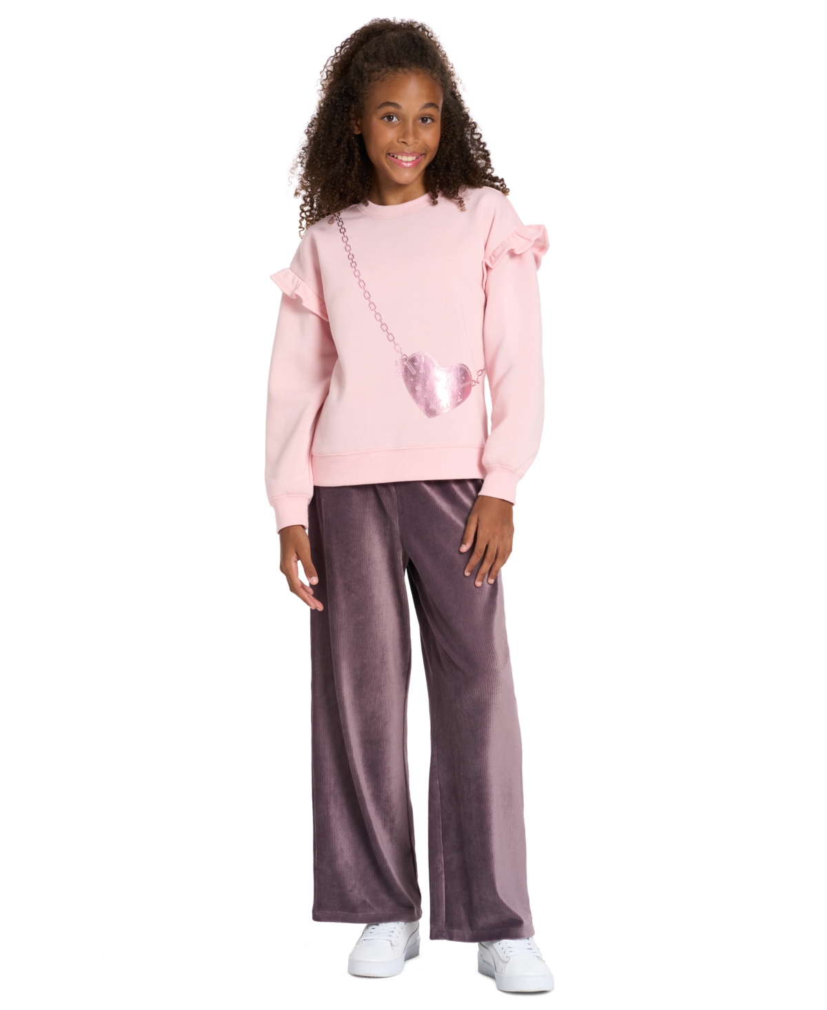 Scotch & Soda Girls' 4-6X Ruffle-Trim Sweatshirt and Wide-Leg Pants, 2-Piece Set