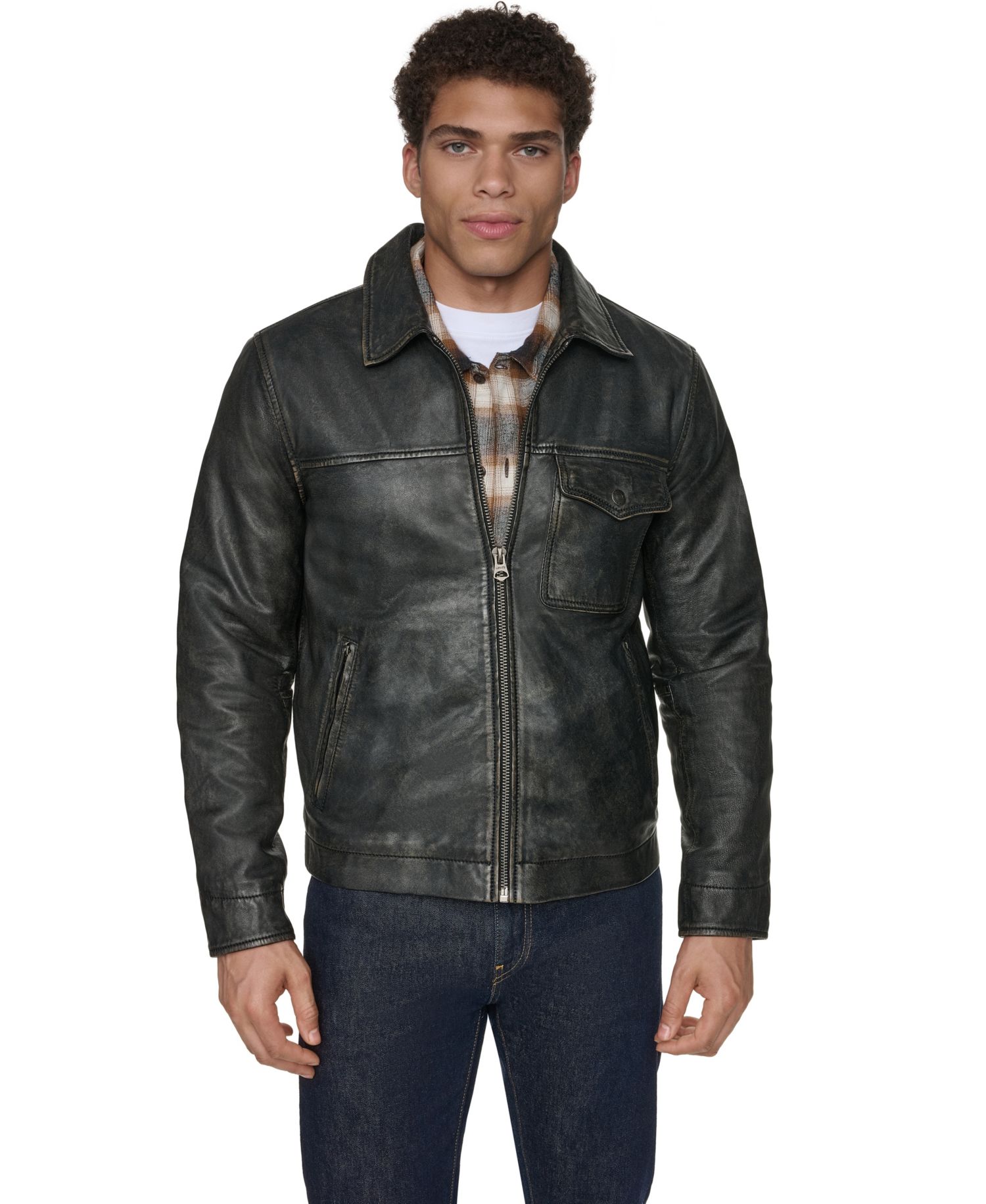 Men's Genuine Leather Trucker Jacket