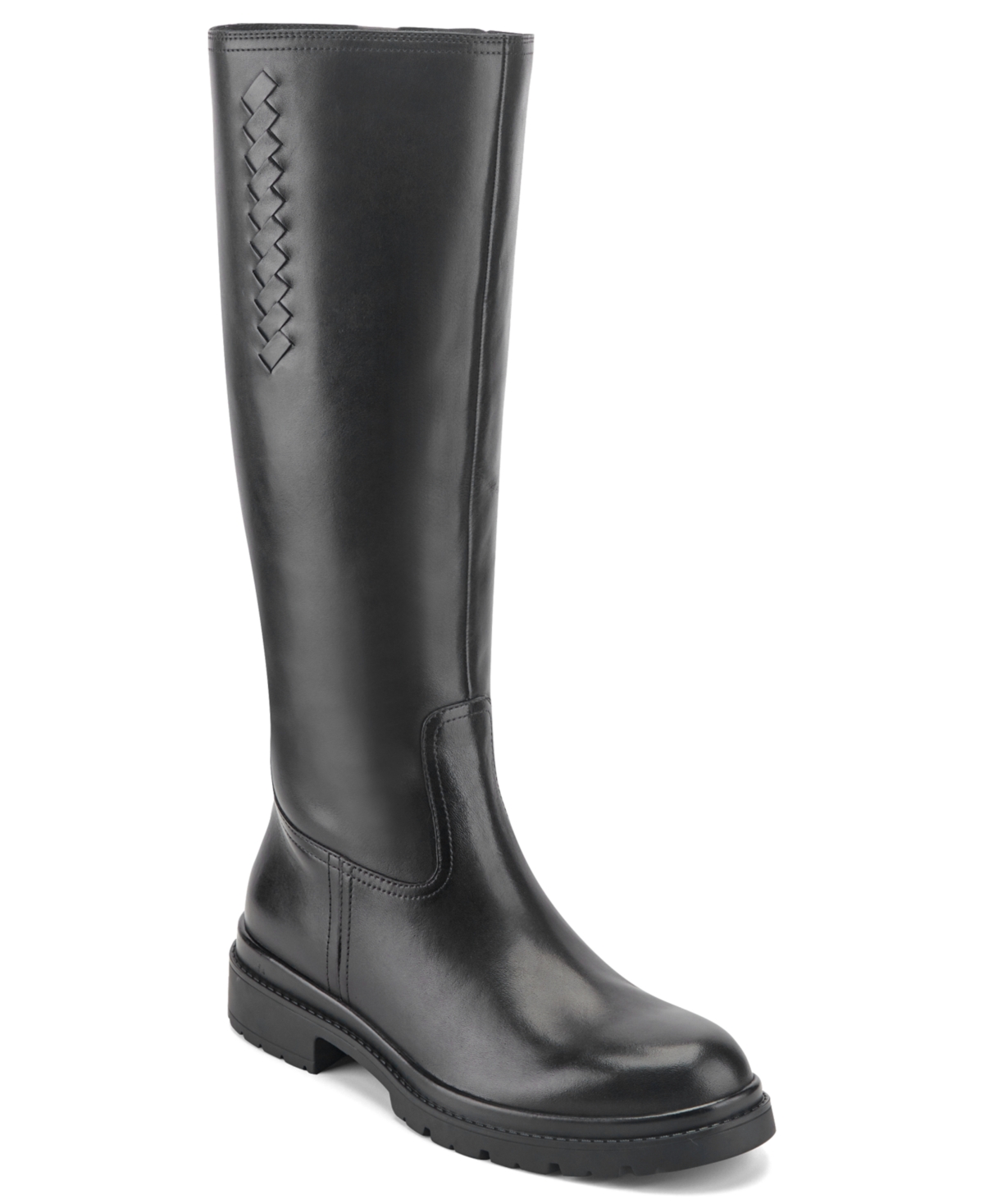 Easy Spirit Women's Petulla Tall Wide Calf Leather Riding Boots - Black Leather