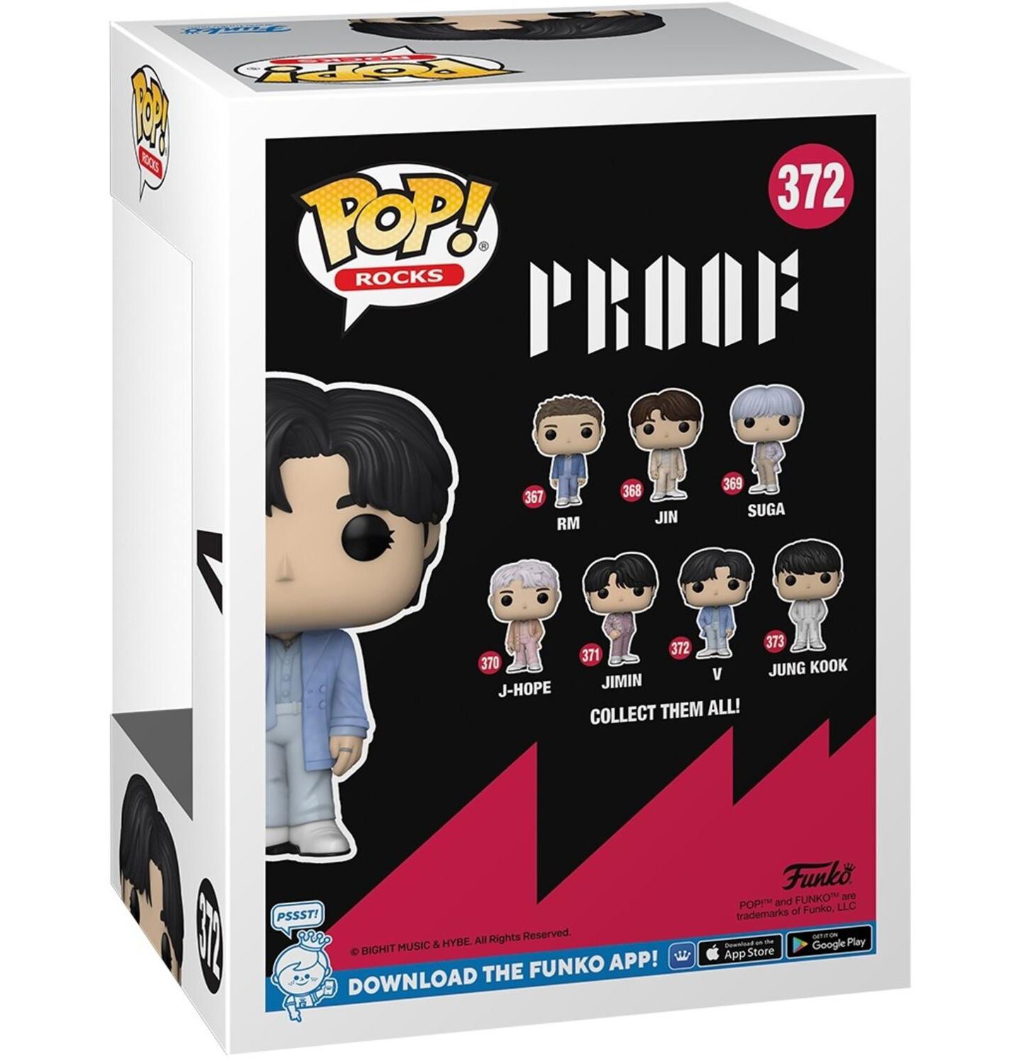 Детская фигурка Funko Pop! Rocks BTS V (Proof) Vinyl Figure, Ages 3+, цвет: Open Miscellaneous — фото 3