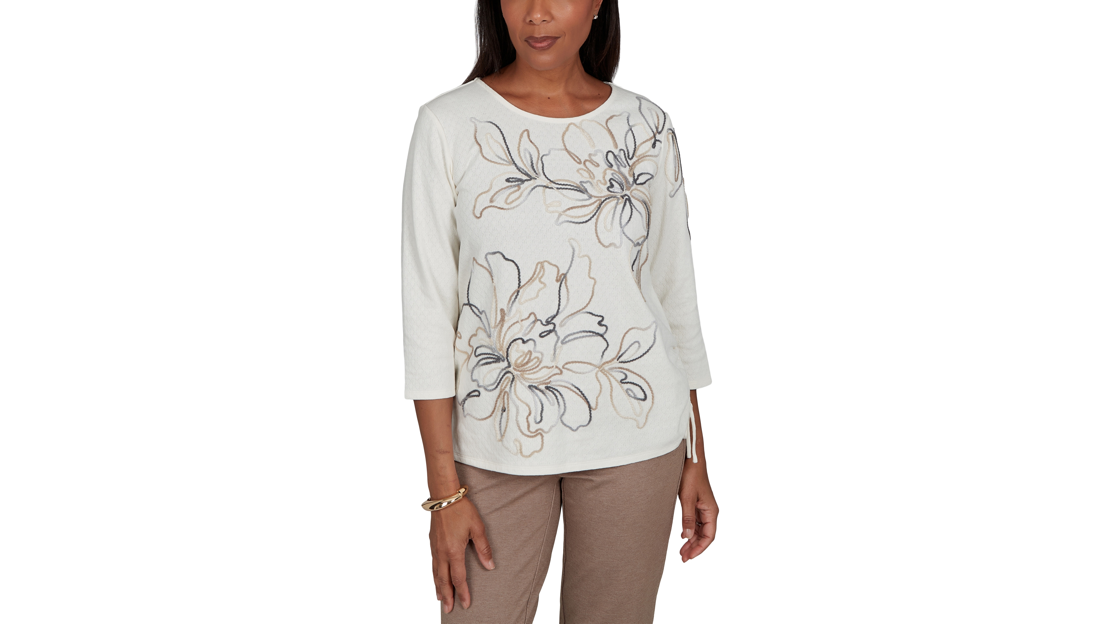 Alfred Dunner Women's Floral 3/4-Sleeve T-Shirt
