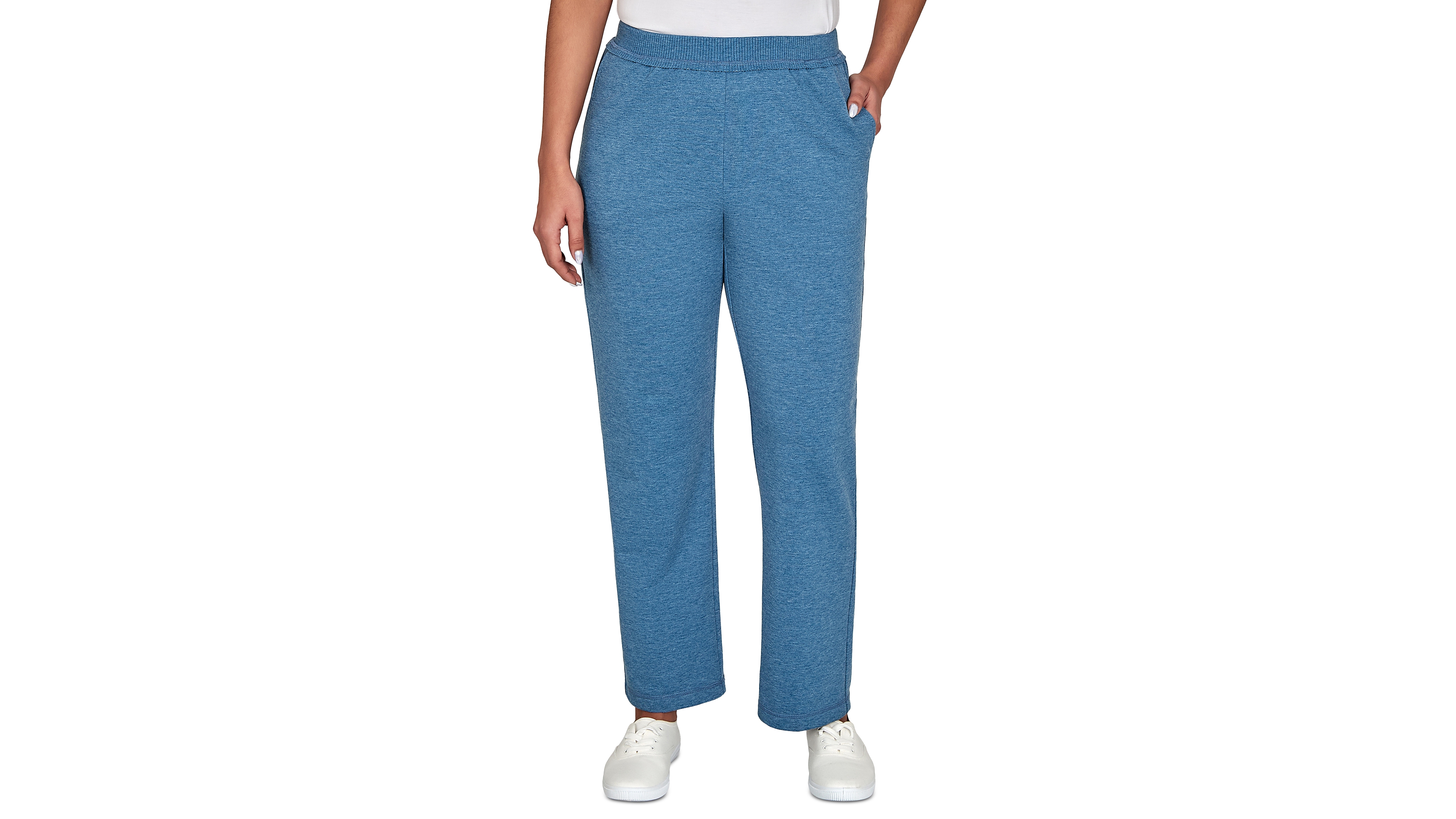 Alfred Dunner Women's Pull-On Cotton-Blend Straight-Leg Pants