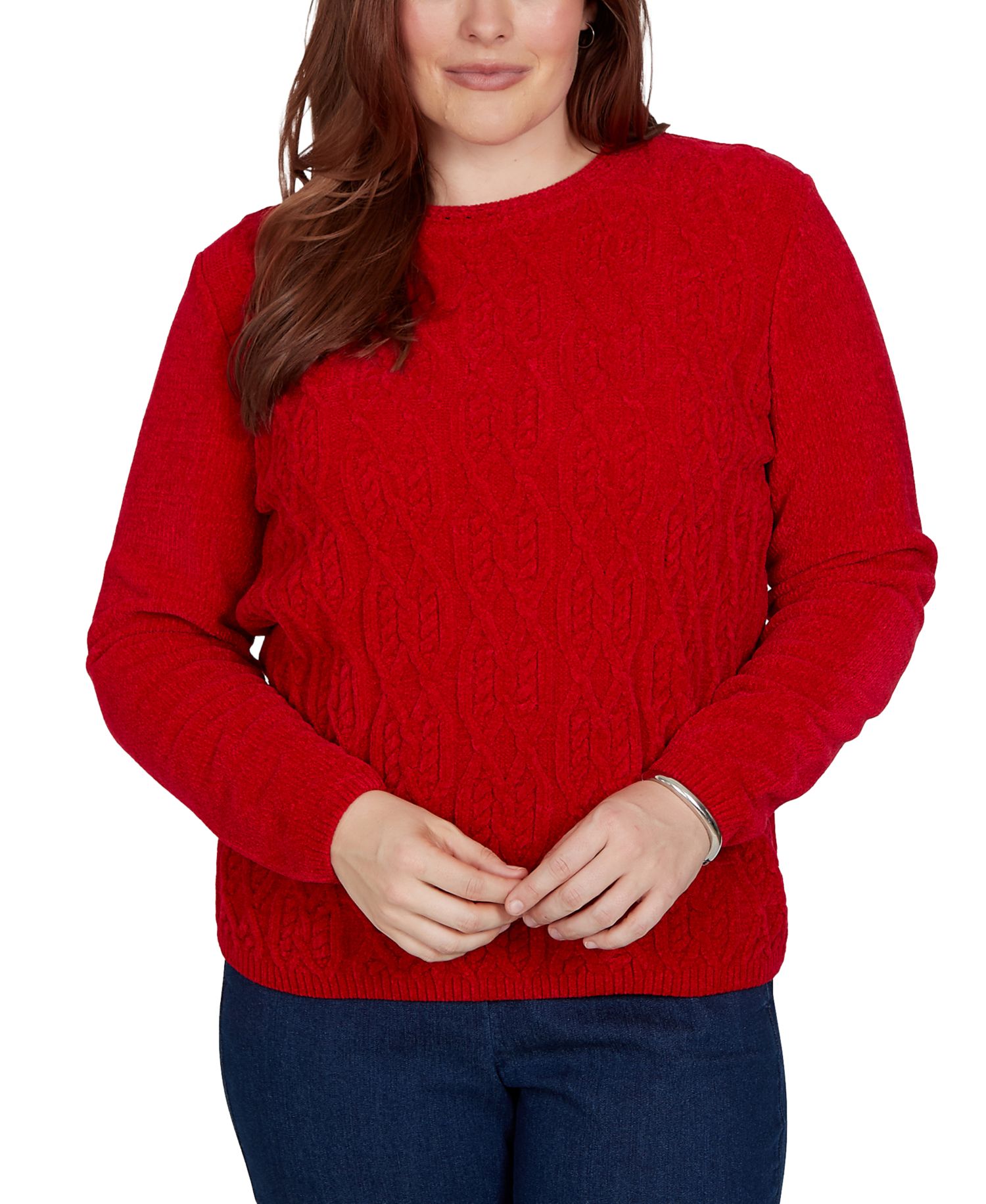 Women's Classic Cable Pullover Chenille Sweater