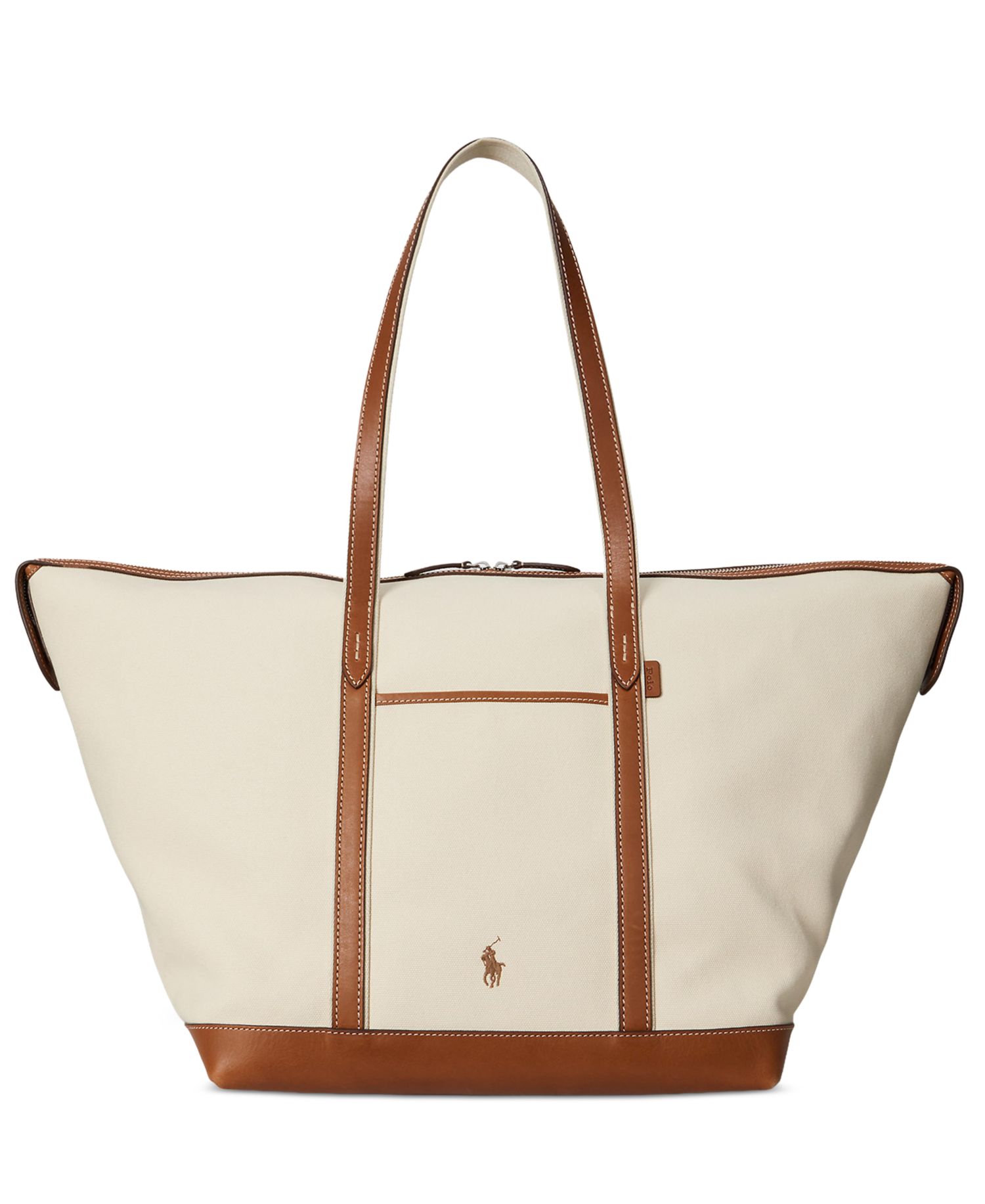 Women's Leather-Trim Canvas Large Shopper Tote