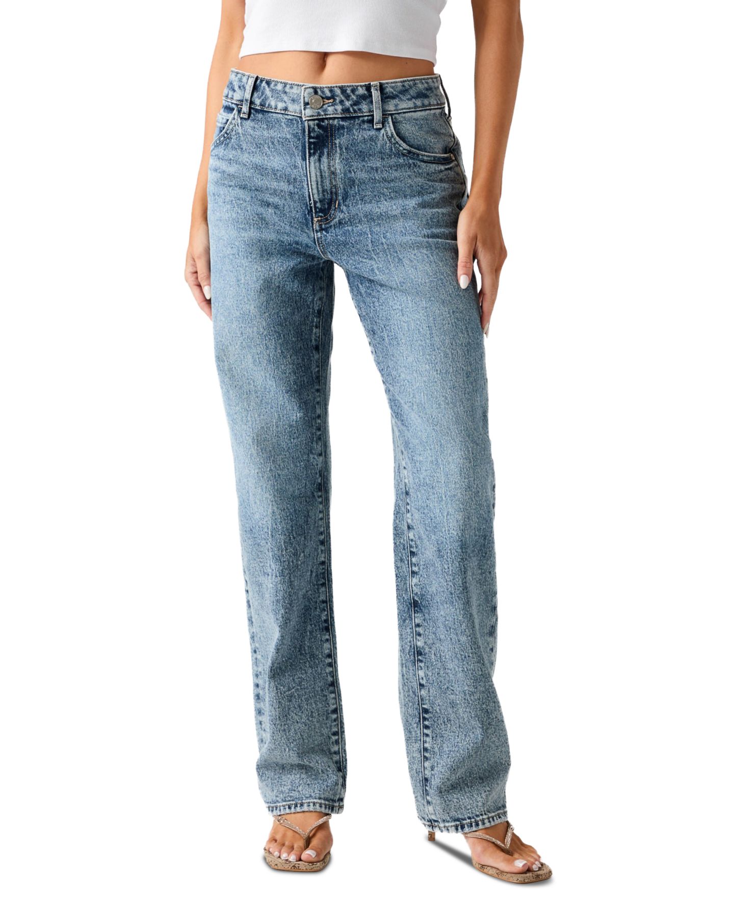 Женские джинсы GUESS Gaia Relaxed Straight, цвет: Небесно-голубой синий — фото 1