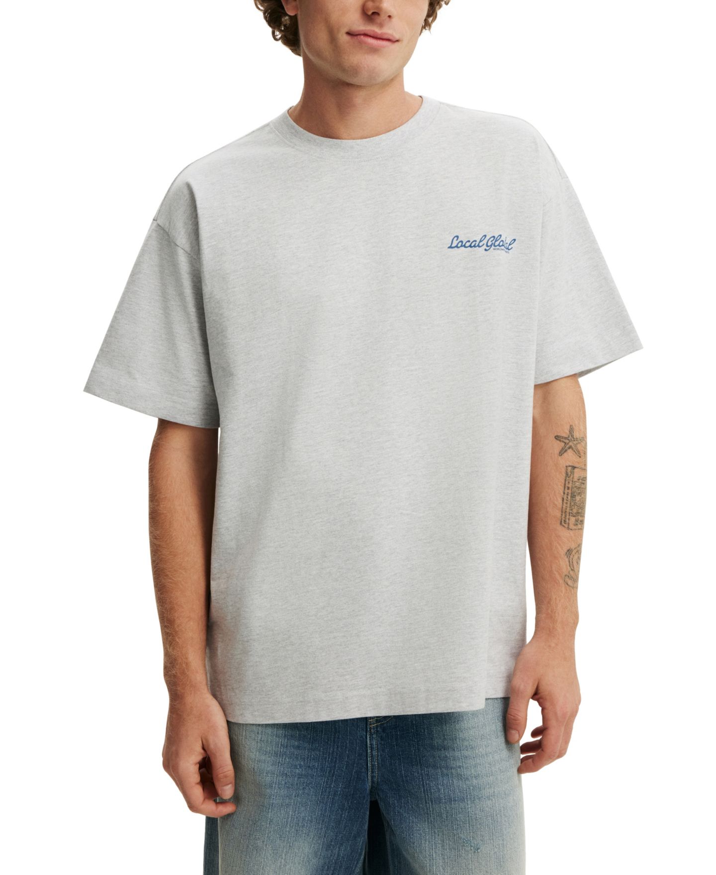 Мужская футболка Cotton On Graphic Heavyweight Box Fit Text, цвет: Серый — фото 3