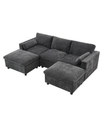 U-Shaped Sectional Sofa with Storage Pockets 5-Seat Modern Cloud Sofa for Living Room