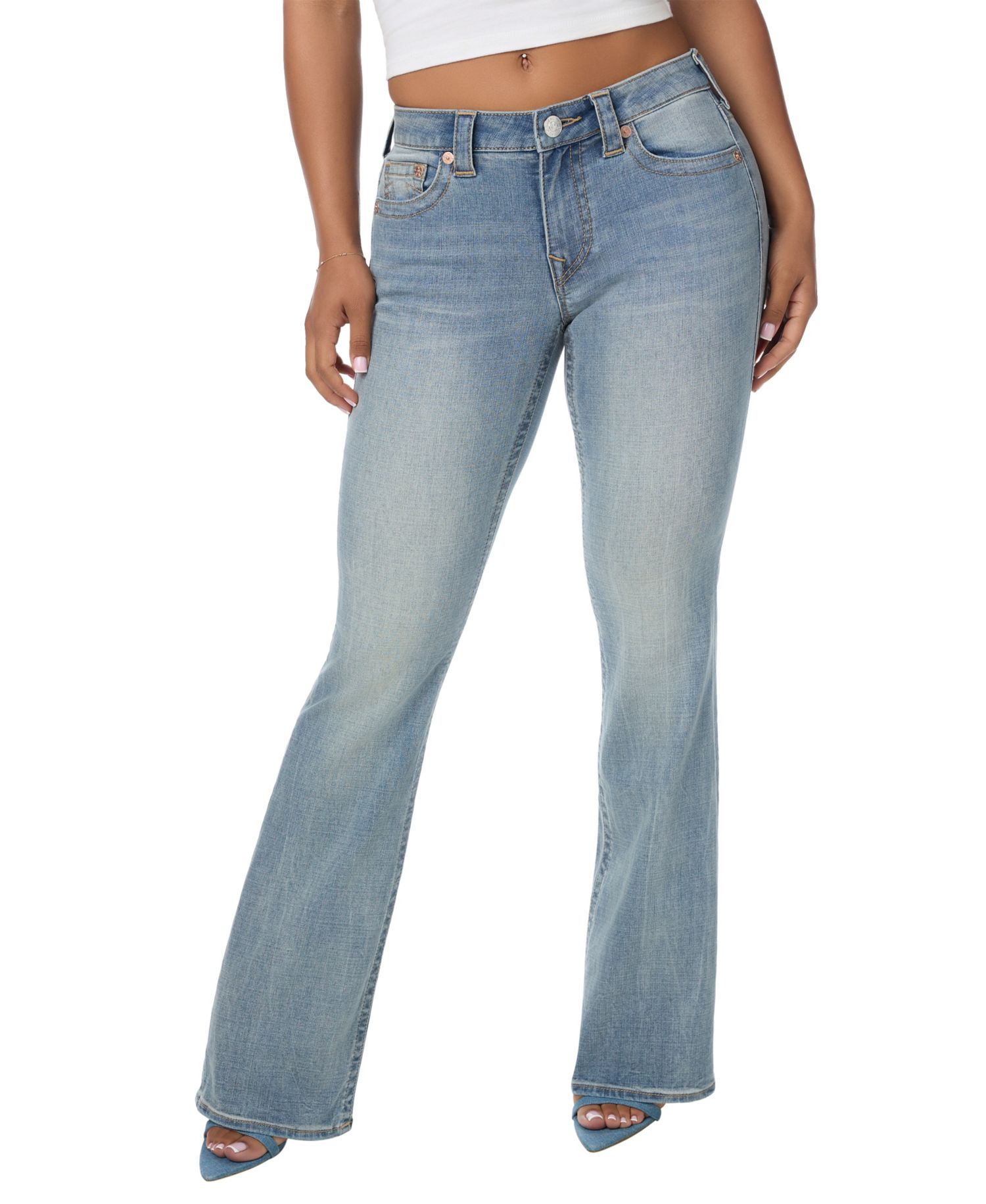 Women's Super T Stretch Light Rinse Mid-Rise Bootcut Jeans