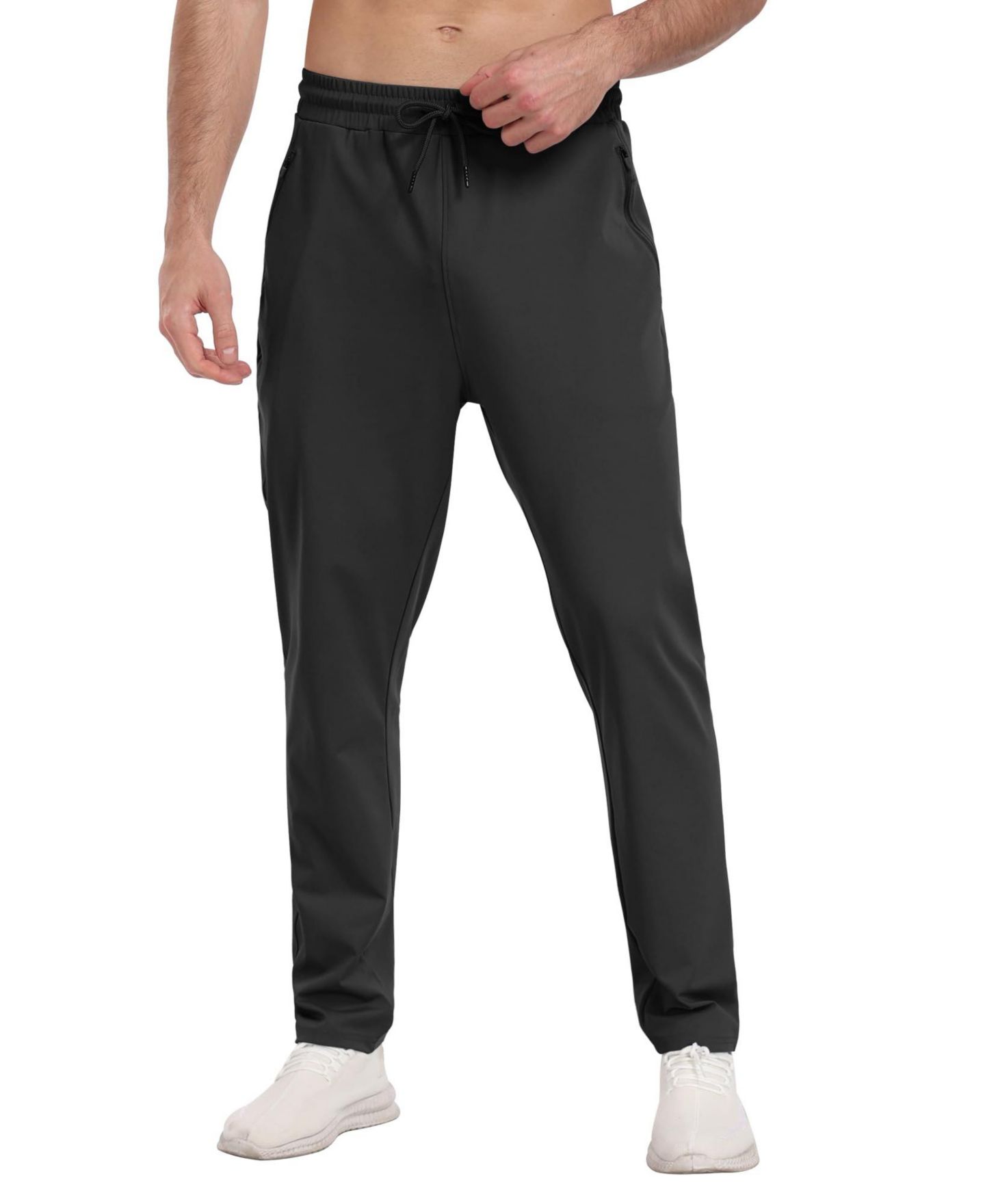 Мужские брюки GNUADZ 3 Pack Athletic Pants with Zipper Pockets Running Gym, цвет: Чёрный — фото 2