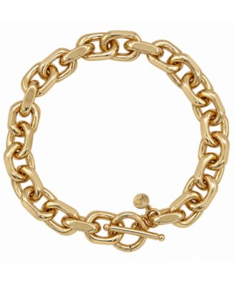 Silver-Plated or 18K Gold-Plated Oval Chain Toggle Bracelet
