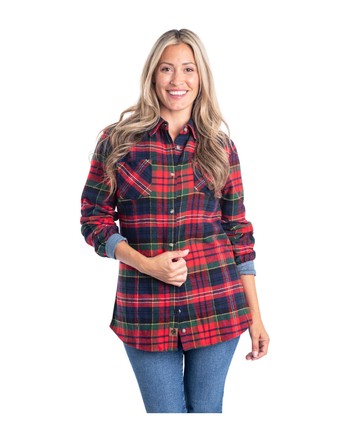 Legendary Whitetails Plus Size Cottage Escape Plaid Flannel Shirt - Holly berry