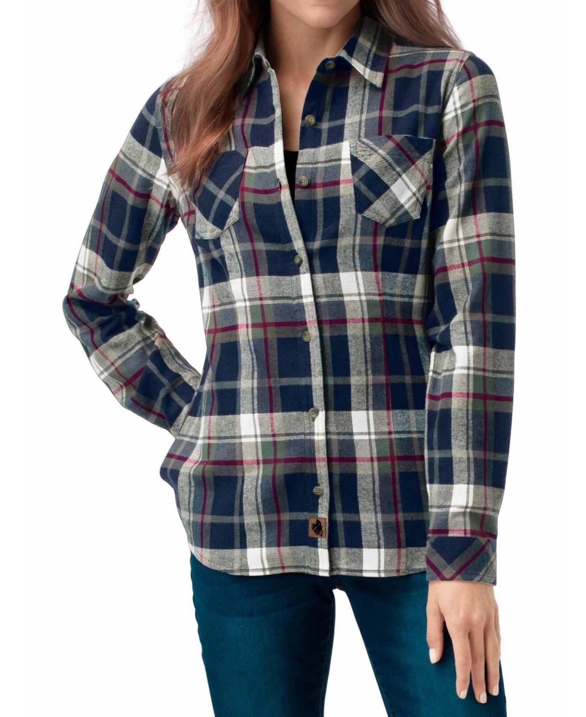 Legendary Whitetails Plus Size Cottage Escape Plaid Flannel Shirt - Navy army plaid