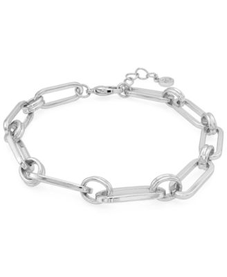 Gold or Silver Plated Circle Oblong Link Bracelet